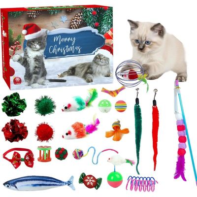 24-Tage-Adventskalender Katzen – Weihnachtsspielzeug Katzenminze Mäusen