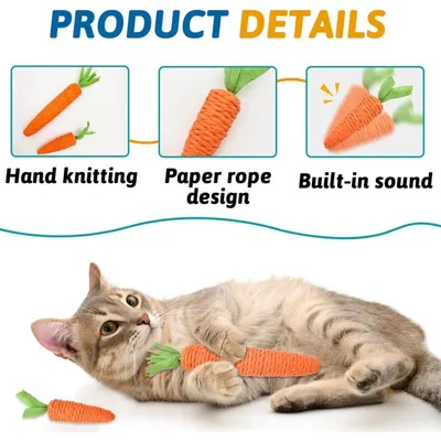 Jouets chat carotte corde – lot 2 avec son