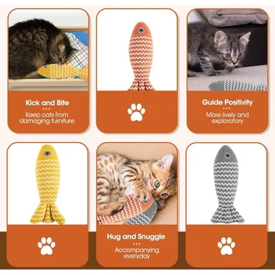 Jouets chat poisson - lot de 3 avec herbe à chat