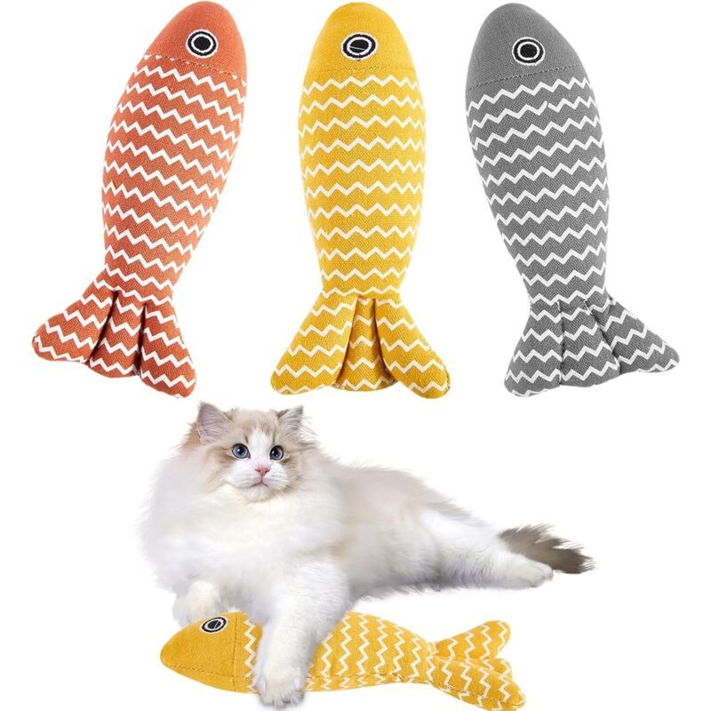 Katzenspielzeug Fisch – 3er-Set mit Katzenminze für unterhaltsames Spielen