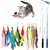 12-teiliges Feder-Katzenspielzeug-Set – 2 Teleskopstangen + 10 12-teiliges Feder-Katzenspielzeug-Set – 2 Teleskopstangen + 10