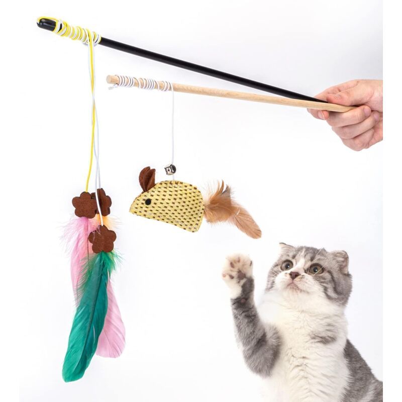 2er-Set Katzenangeln – Interaktives Federspielzeug für Katzenwelpen