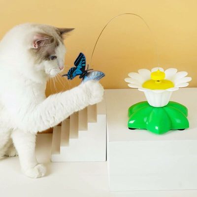 Jouet chat papillon interactif électrique rotatif automatique