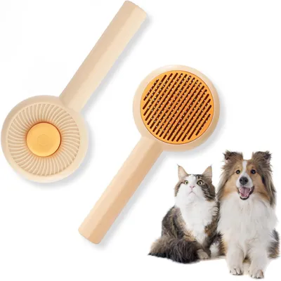HausPets Brosse Auto Nettoyante Chat Chien Jaunâtre HausPets Brosse Auto Nettoyante Chat Chien Jaunâtre
