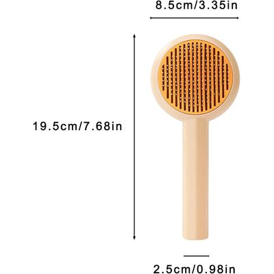 HausPets Brosse Auto Nettoyante Chat Chien Jaunâtre
