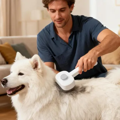 HausPets Brosse Toilettage Chien Anti Perte Double Action HausPets Brosse Toilettage Chien Anti Perte Double Action