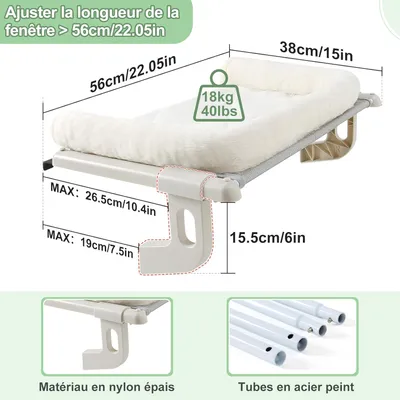 HausPets Hängematte Katze Fenster 56cm Träger 18kg Weiß