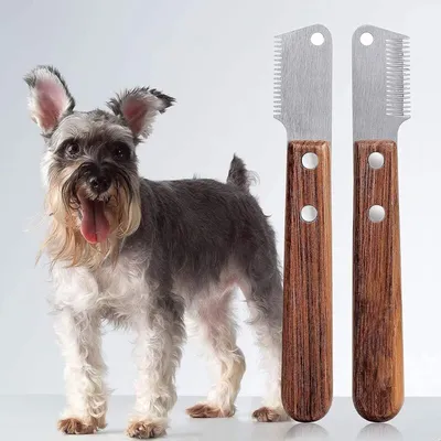 Trimmermesser für Hunde und Katzen – Fellkamm mit Holzgriff Trimmermesser für Hunde und Katzen – Fellkamm mit Holzgriff