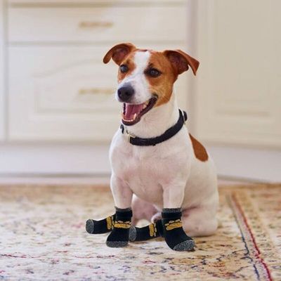 Pawffee 4 calcetines antideslizantes para perros (2 pares) con correas