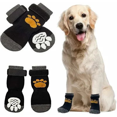 Pawffee 4 calcetines antideslizantes para perros (2 pares) con correas Pawffee 4 calcetines antideslizantes para perros (2 pares) con correas