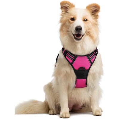 Pawffee Arnés acolchado ajustable para perros, talla S, 34-63 cm, rojo rosa
