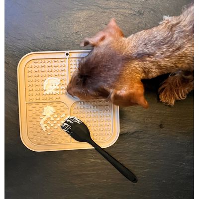 DIETER DACKEL Lot de 2 tapis à lécher pour chiens avec spatule et pinceau