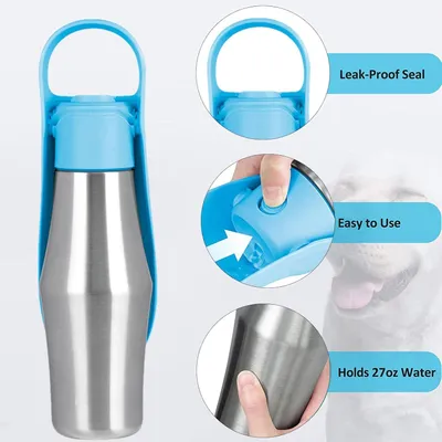 Pawffee Botella de agua azul claro 750ml a prueba de fugas para perros Pawffee Botella de agua azul claro 750ml a prueba de fugas para perros