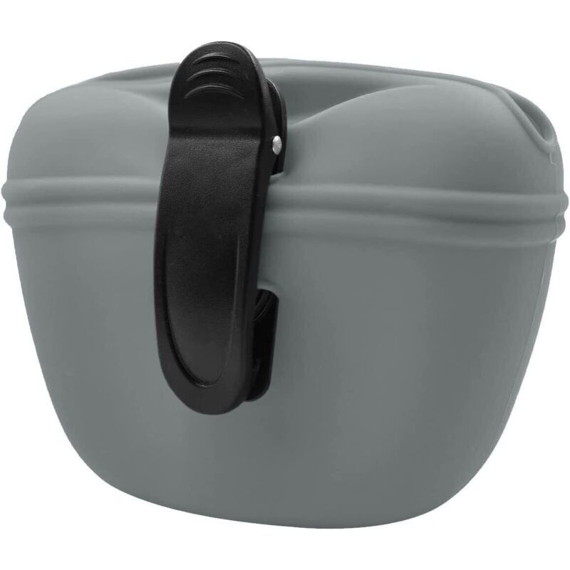 Graue Hundeleckerli-Tasche – Magnetverschluss, Gürtelclip, tragbar