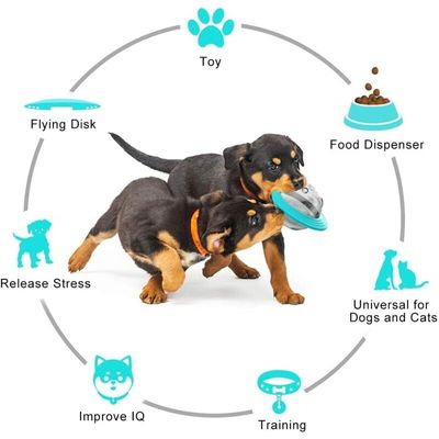 Pawffee Pelota para perros: dispensador de premios juguete masticable azul