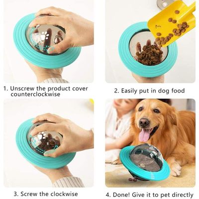 Pawffee Pelota para perros: dispensador de premios juguete masticable azul