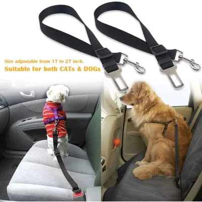 Pawffee 2 cinturones de seguridad de nailon ajustables 50-90cm para perros Pawffee 2 cinturones de seguridad de nailon ajustables 50-90cm para perros