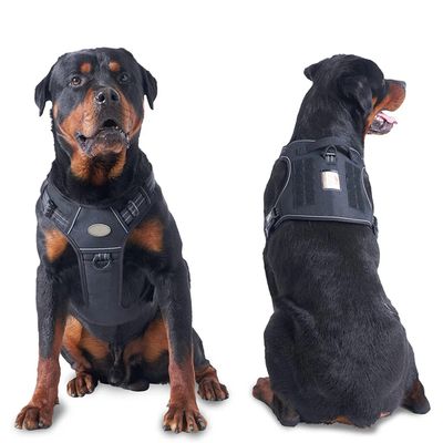 Pawffee Arnés táctico negro talla L para perros, reflectante, antitirones