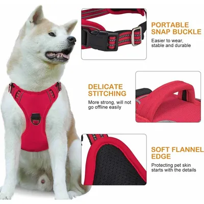 Pawffee Arnés antitirones rojo talla S reflectante ajustable para perros Pawffee Arnés antitirones rojo talla S reflectante ajustable para perros