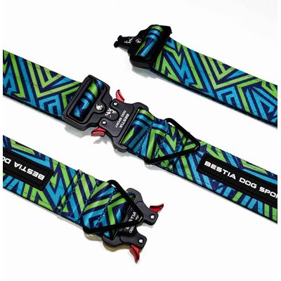 Bestia Hundesport GripPro Print Halsband - Blau&Grün