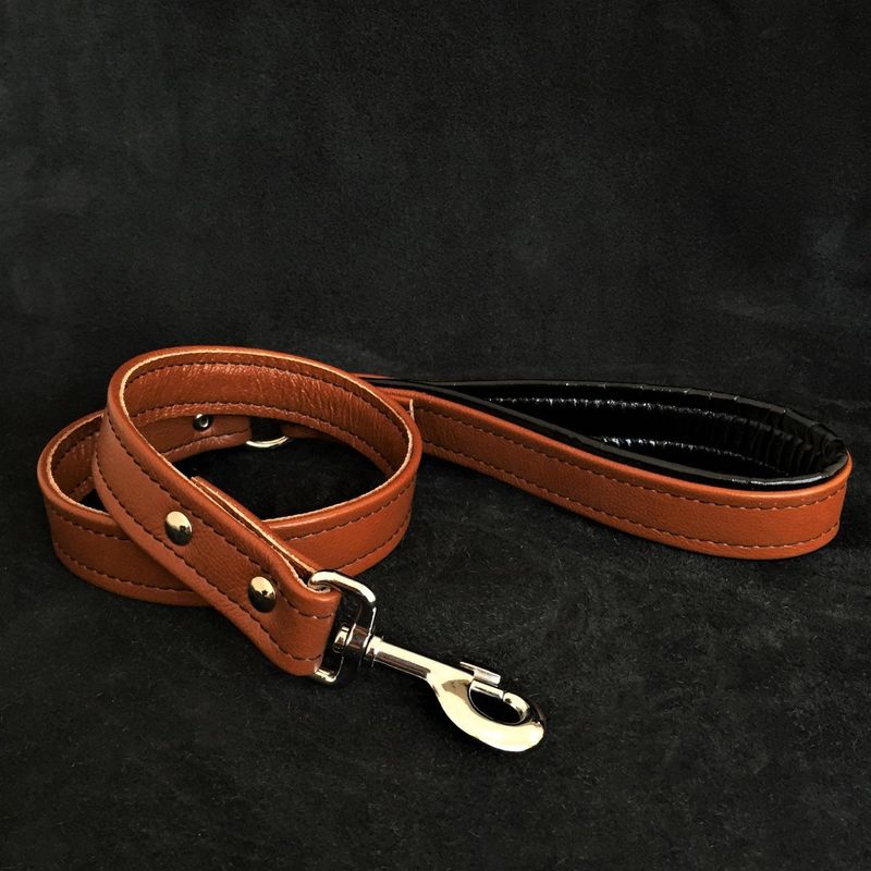 Breite braune Echtleder Hundeleine aus weichem Leder