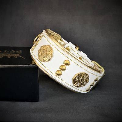 "Maximus" Halsband in weiss 5 cm breit