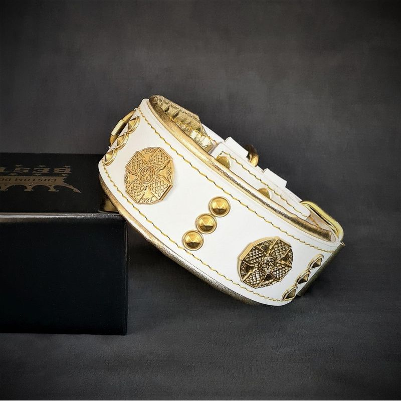 "Maximus" Halsband in weiss 5 cm breit