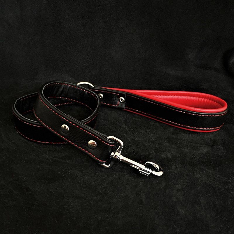 Breite Echtleder Hundeleine aus weichem Leder in schwarz