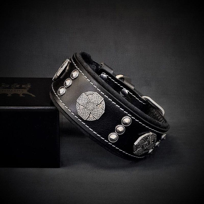 Maximus Silber Echtleder Halsband 5 cm breit