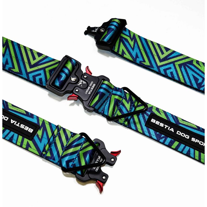 Bestia Hundesport GripPro Print Halsband - Blau&Grün