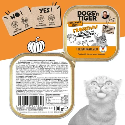 Dogs’n Tiger Frohsinn Katzenfutter, Huhn, Pute & Kürbis
