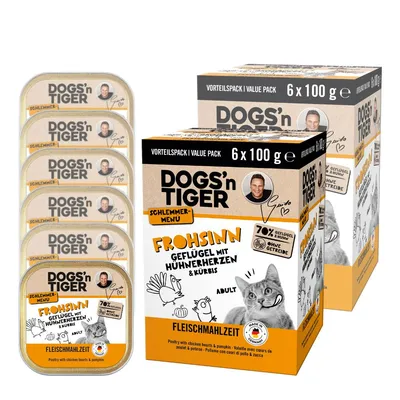 Dogs’n Tiger Frohsinn Multibox Katzenfutter, Huhn, Pute & Kürbis Dogs’n Tiger Frohsinn Multibox Katzenfutter, Huhn, Pute & Kürbis