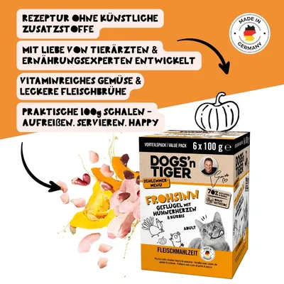 Dogs’n Tiger Frohsinn Multibox Katzenfutter, Huhn, Pute & Kürbis Dogs’n Tiger Frohsinn Multibox Katzenfutter, Huhn, Pute & Kürbis