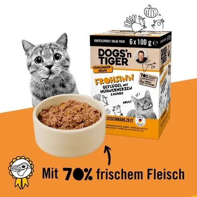 Dogs’n Tiger Frohsinn Multibox Katzenfutter, Huhn, Pute & Kürbis Dogs’n Tiger Frohsinn Multibox Katzenfutter, Huhn, Pute & Kürbis