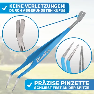 BluePet 2in1 Zeckenpinzette + Zeckenenhaken Profi Set, Zeckenentferner Hund