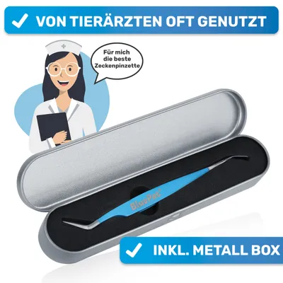 BluePet 2in1 Zeckenpinzette + Zeckenenhaken Profi Set, Zeckenentferner Hund