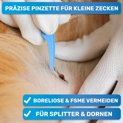 BluePet 2in1 Zeckenpinzette + Zeckenenhaken Profi Set, Zeckenentferner Hund