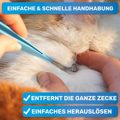 BluePet 2in1 Zeckenpinzette + Zeckenenhaken Profi Set, Zeckenentferner Hund