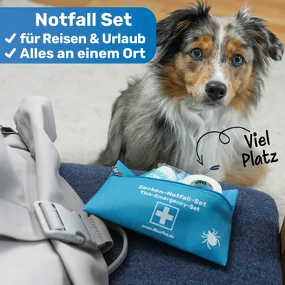 BluePet Zeckenentferner Notfall Set 10teilig mit Zeckenhaken, Zeckenkarte BluePet Zeckenentferner Notfall Set 10teilig mit Zeckenhaken, Zeckenkarte