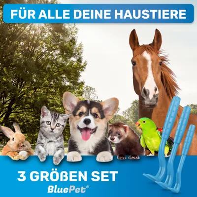 BluePet Zeckenhaken 3er Set, Zeckenentferner für Mensch & Tier, Zeckenhebel BluePet Zeckenhaken 3er Set, Zeckenentferner für Mensch & Tier, Zeckenhebel