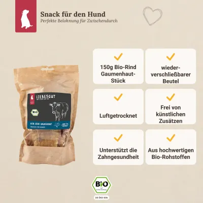 Liebesgut Hunde-Snack Bio Rind Gaumenhaut Liebesgut Hunde-Snack Bio Rind Gaumenhaut