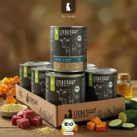 Packung Liebesgut Tiernahrung Liebesgut Hundefutter Bio-Rind mit Bio-Hirse und Bio-Kürbis