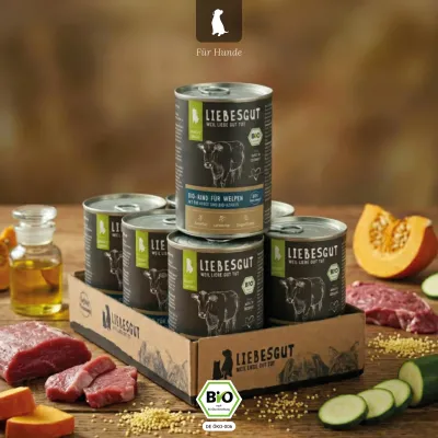 Liebesgut Hundefutter Bio-Rind mit Bio-Hirse und Bio-Kürbis