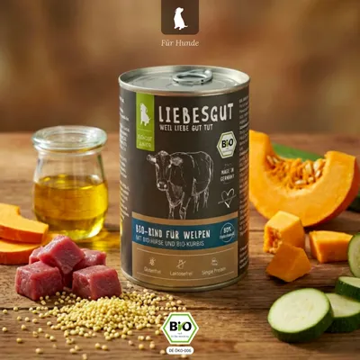 Liebesgut Hundefutter Bio-Rind mit Bio-Hirse und Bio-Kürbis