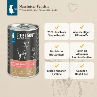 Liebesgut Hundefutter Hirsch mit Obst und Hirse