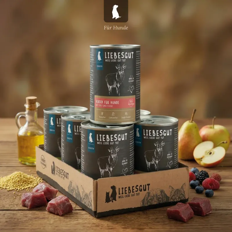 Liebesgut Hundefutter Hirsch mit Obst und Hirse