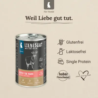 Liebesgut Hundefutter Hirsch mit Obst und Hirse