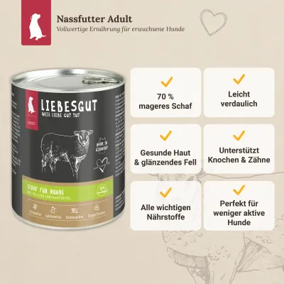 Liebesgut Hundefutter Schaf mit Sellerie und Kartoffel