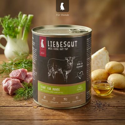 Liebesgut Hundefutter Schaf mit Sellerie und Kartoffel