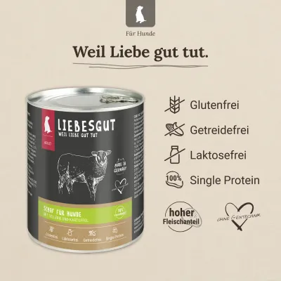 Liebesgut Hundefutter Schaf mit Sellerie und Kartoffel